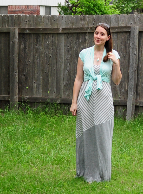 What I Wore: Grey Stripes & Mint