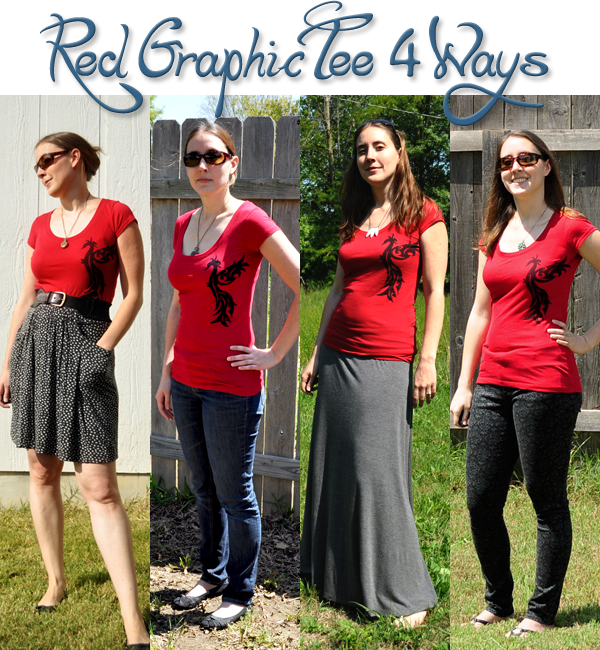 Red Graphic Tee 4 Ways