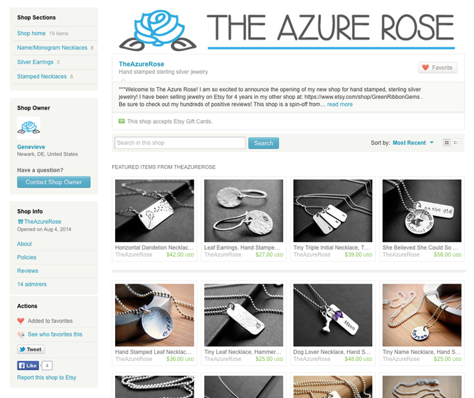The Azure Rose Etsy shop