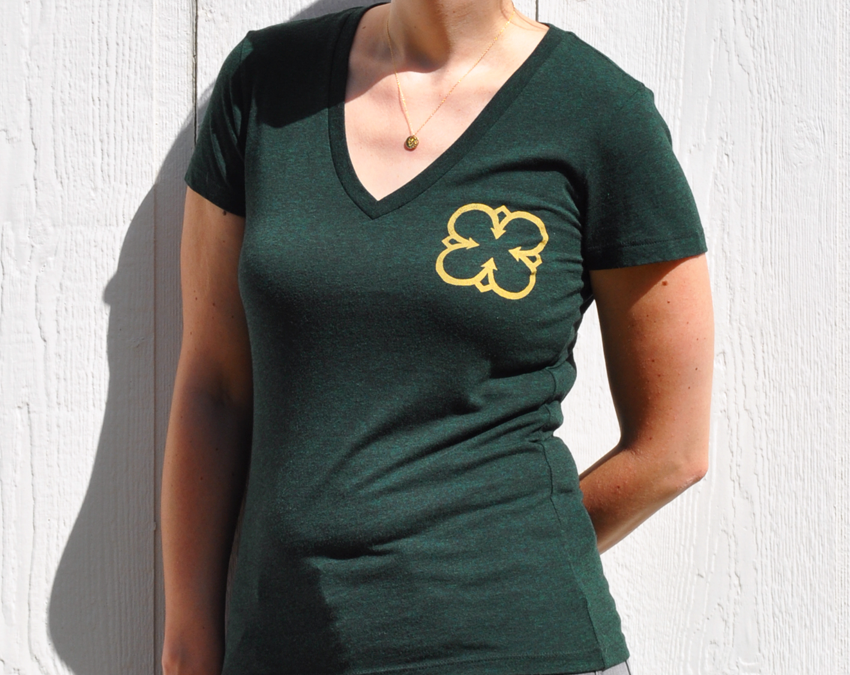 Gold Clover on Green Tee by Dragonflight Dreams